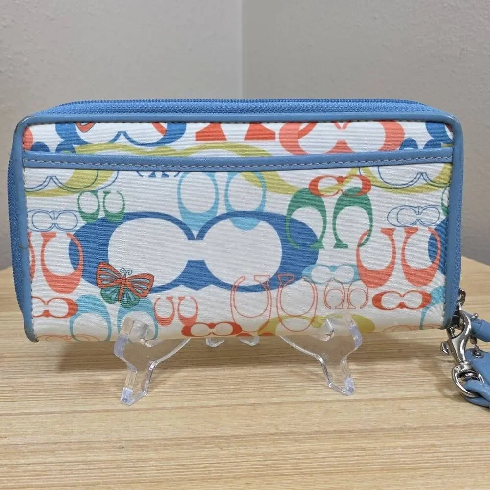 Coach Optic Butterfly Zip Around Wallet